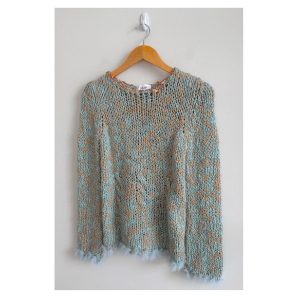 Escada Sweaters - 🏷️ SOLD • LAURÈL by ESCADA • Knit Wool Crewneck Sweater with Fur Trim